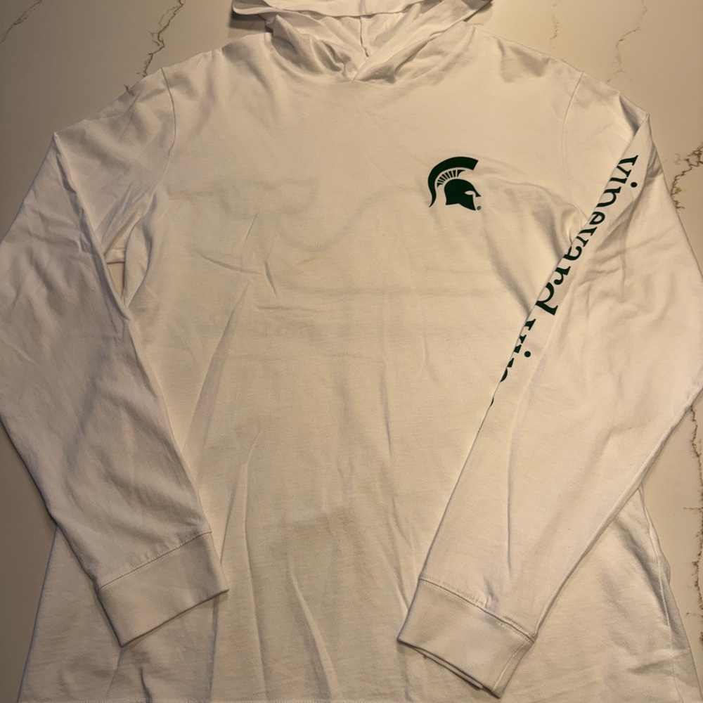 Vineyard Vines White Hoodie with Green Logo